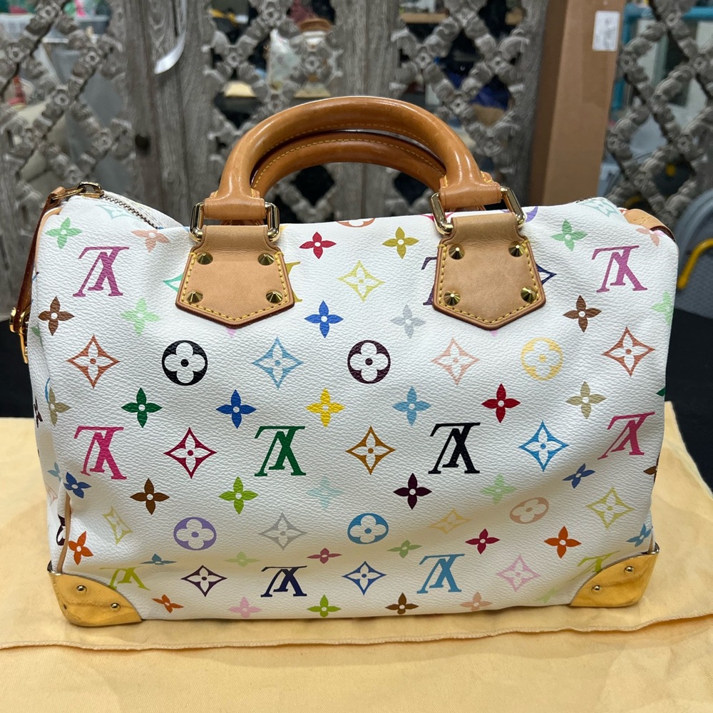 💙🩷Louis Vuitton x Takashi💚💜 White Multicolor Monogram Speedy 30 - Picture 11 of 11